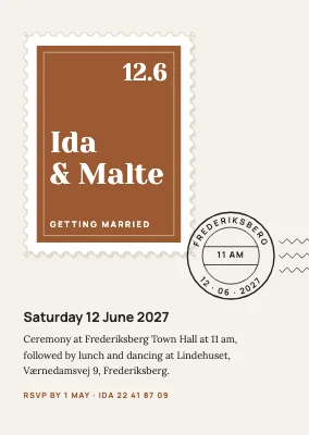 Wedding invitation — postage stamp, Frederiksberg