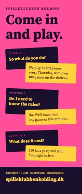 Club stand roll-up — board game club