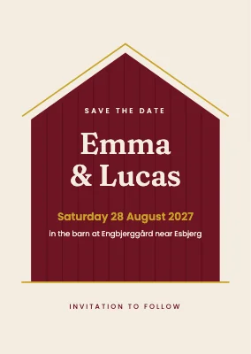 Save the date — wedding in the red barn