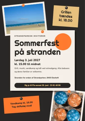 Sommerfest på stranden — opslagsvæg