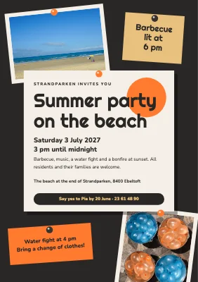 Beach summer party — notice wall