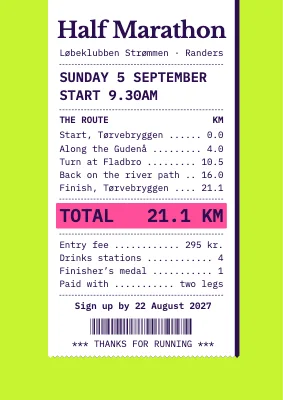 Half marathon as a receipt — poster