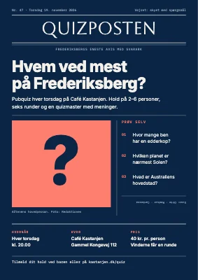 Pubquiz på Frederiksberg — avisforside