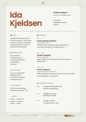 CV til grafisk designer — trykprøve