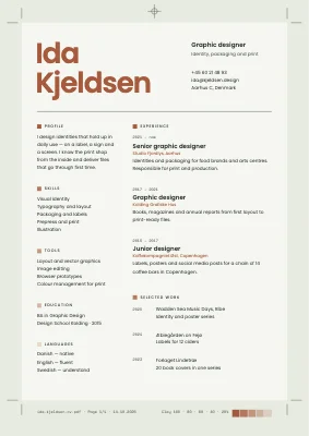 Graphic designer CV — print proof