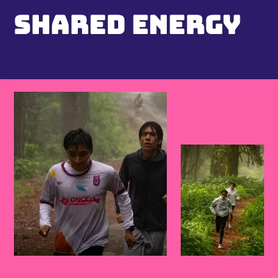 Shared energy · bold duotone grid