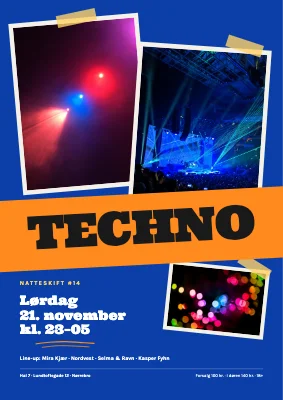 Technoaften — collage af klublys
