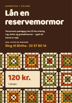 Barnepige — reservemormor og hæklede firkanter