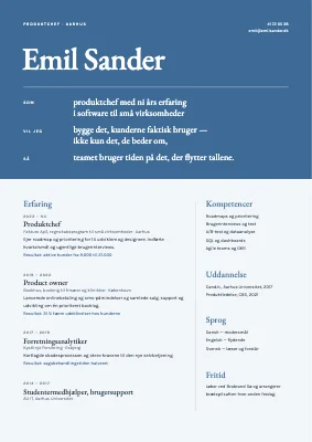 CV til produktchef — brugerhistorie