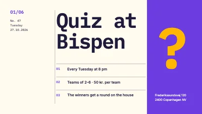 Pub quiz — Tuesday quiz night