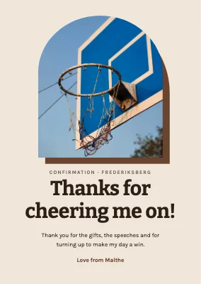 Thank-you card — basketball hoop in an arch