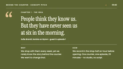 Page 3 of Podcast concept — Behind the counter