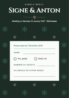 RSVP card — winter wedding in the snow