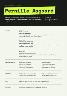 CV til kontorassistent — overstregning
