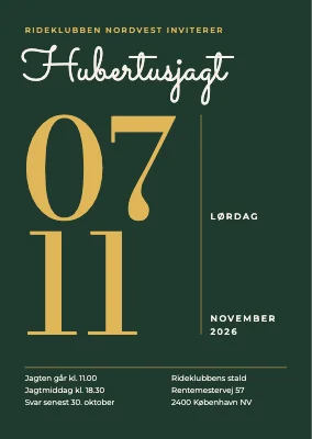 Hubertusjagt og jagtmiddag — stor dato