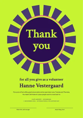 Volunteer award — thank you
