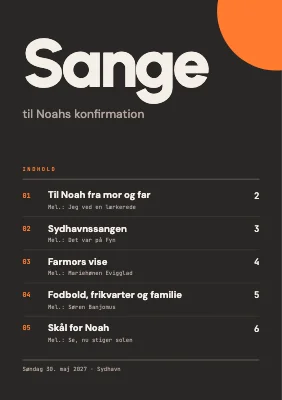 Sanghæfte til konfirmation — sangliste som menukort