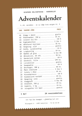 Adventskalender — lang kvittering