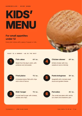 Kids’ menu — harbour grill in Hvide Sande