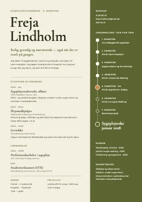 CV til sygeplejestuderende — semesterspor