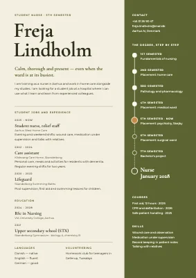 Student nurse CV — semester track