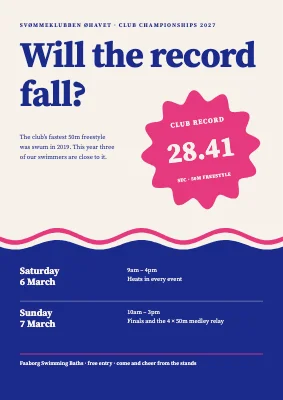 Swimming gala with a record sticker — poster