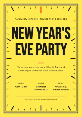 New Year's Eve party — clock-face frame