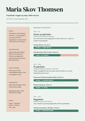 CV til projektleder — statusbjælker