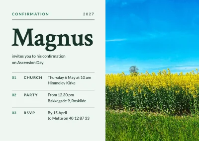 Confirmation — rapeseed field and numbered details