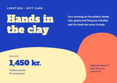 Gift card — pottery course