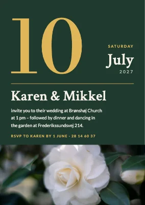 Wedding invitation — big date, village church