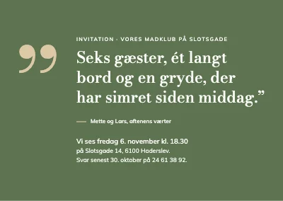 Madklub — invitation med citat