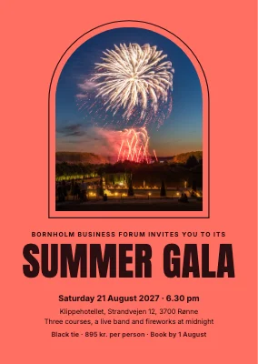 Summer gala — fireworks in an arched window