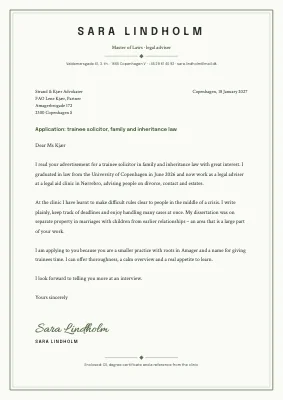 Cover letter — trainee solicitor