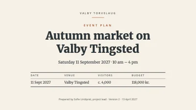 Event plan — autumn market