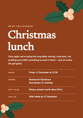 Office Christmas lunch — holly