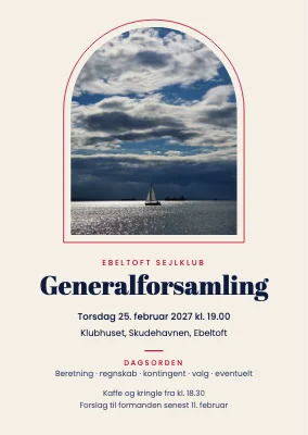 Generalforsamling i sejlklubben — invitation