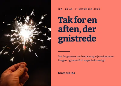 25-års fødselsdag — takkekort med stjernekaster