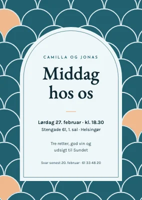 Middagsinvitation med bølgemønster — Helsingør