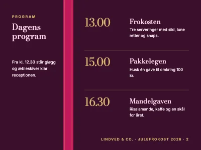 Side 2 af Julefrokost — program for dagen