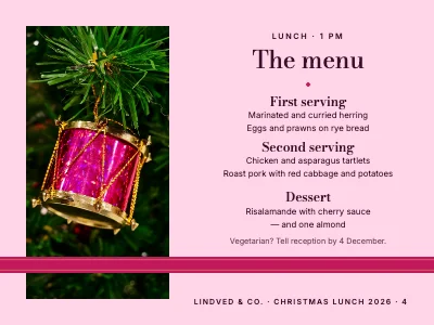 Page 4 of Christmas lunch — programme for the day