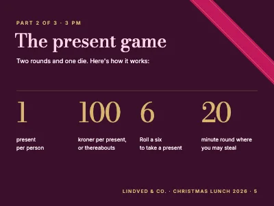 Page 5 of Christmas lunch — programme for the day
