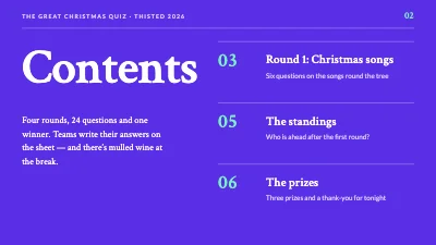 Page 2 of Christmas quiz — magazine style