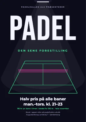 Padelklub — halv pris om aftenen