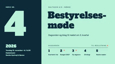 Bestyrelsesmøde — kvartalsmøde