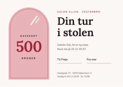 Gavekort til frisør — buet spejl