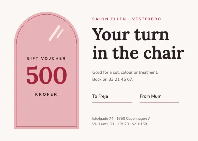 Hair salon gift voucher — arched mirror