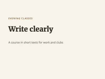 A course in clear writing