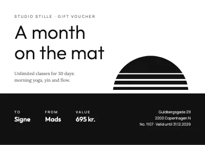 Yoga gift voucher — sunrise