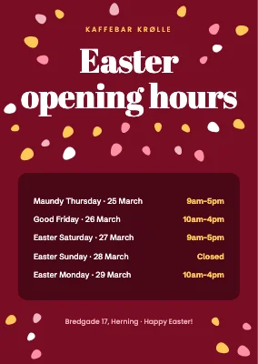 Easter opening hours — egg confetti
